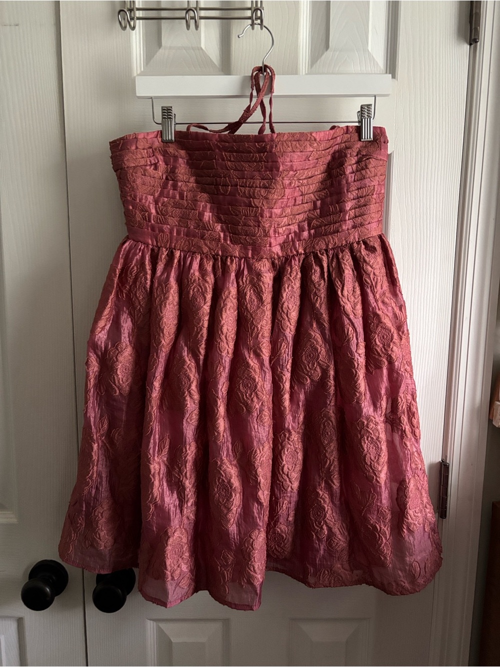 Altar'd State Rose-Pink Strapless Textured Skater Skirt